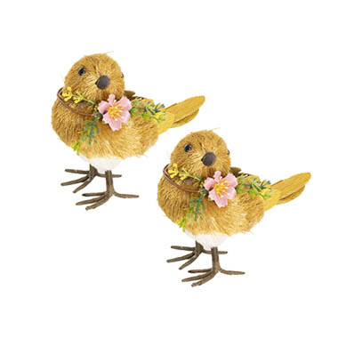 Easter Decoration & Decor - Standing Bird Pack 2 Yellow (16x8x12cmH)