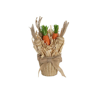 Easter Decoration & Decor - Straw Carrot Pot Basket Beige (14x10x20cmH)