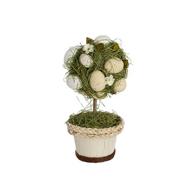 Easter Decoration & Decor - Easter Egg Potted Topiary Beige (33cmH)