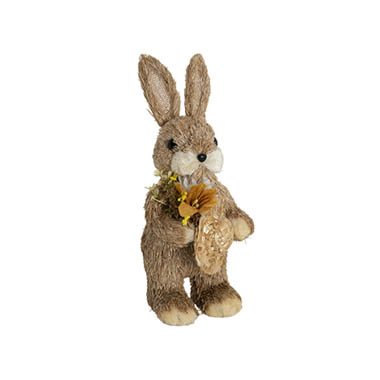 Easter Decoration & Decor - Standing Bunny w Flower & Hat Beige (15x12x30cmH)