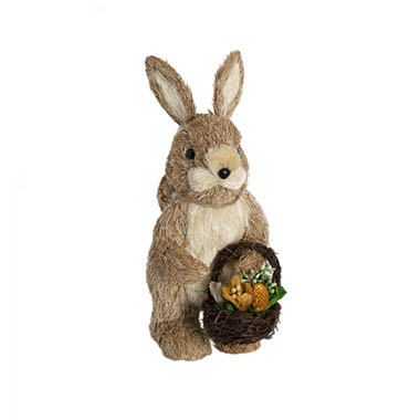 Easter Decoration & Decor - Standing Bunny w Flower Basket Beige (15x10x30cmH)