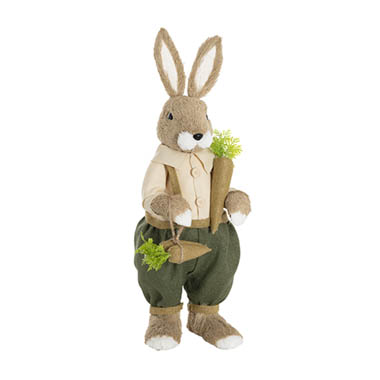 Easter Decoration & Decor - Standing Country Bunny w Carrot Green (22x20x61cmH)