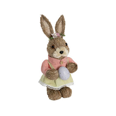 Easter Decoration & Decor - Standing Girl Bunny w Easter Egg Pink (13x12x30cmH)