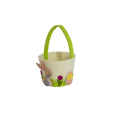 Easter Decoration & Decor - Easter Basket Felt Bunny Cream Green Pack 2 (10x16cmH)