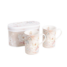 Drinkware & Kitchen Gadgets - Peony 2 Piece Mug Gift Set Pink (18.5x10.7cmH)