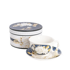 Drinkware & Kitchen Gadgets - Classic Rose Cappuccino & Saucer Gift Set Navy (16.2x9cmH)