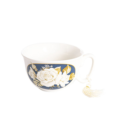 Classic Rose Cappuccino & Saucer Gift Set Navy (16.2x9cmH)