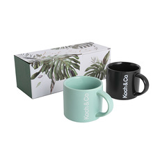 Premium Gifts & Premium and Corporate - Koch Edition Mug Set 2 Black & Mint (9.5cmDx8.5cmHx13cmW)