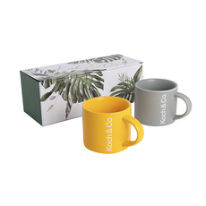Premium Gifts & Premium and Corporate - Koch Edition Mug Set 2 Grey & Yellow (9.5cmDx8.5cmHx13cmW)