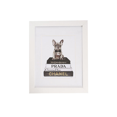 Photo Frames - Framed Picture French Bulldog w Books (28cmx35.5cmH)