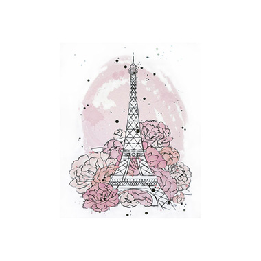 Framed Picture Peony Paris Eiffiel Tower Pink (28cmx35.5cmH)