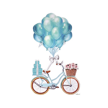 Framed Picture Bike & Balloons Tiffany Mint (40.6x50.8cmH)