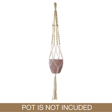 Macrame Hanging Pot Holder Twist White (105cm)