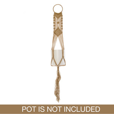 Macrame Hanging Pot Holder Boho Natural (105cm)