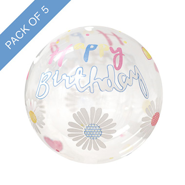 Printed Bubble Balloon 20 Pack 5 Happy Bday Daisy (51cmD)
