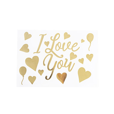 Sticker I love you Hearts Pack 10 Gold (20x28cmL)
