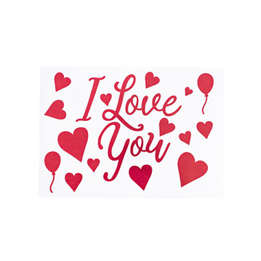 Bubble Balloons - Sticker I love you Hearts Pack 10 Red (20x28cmL)