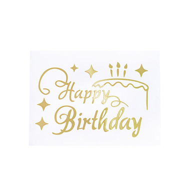 Bubble Balloons - Sticker Happy Birthday Cake Pack 10 Gold (20x28cmL)