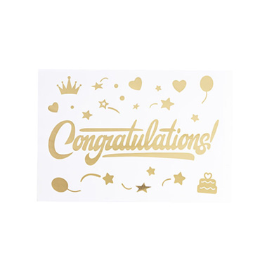 Bubble Balloons - Sticker Congratulations Pack 10 Gold (20x28cmL)
