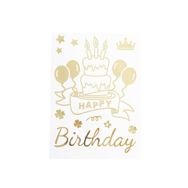Bubble Balloons - Sticker Happy Birthday Candle Cake Pack 10 Gold (20x28cmL)