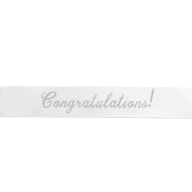 Premium Tear Ribbon Congratulations White Silver (30mmx91m)