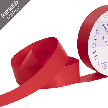 Poly Tear Ribbon - Premium Tear Ribbon Embossed Ribbed Red (30mmx50m)