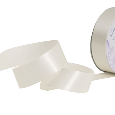 Poly Tear Ribbon - Premium NonTear Florist Ribbon Satin Whisper White(30mmx50m)