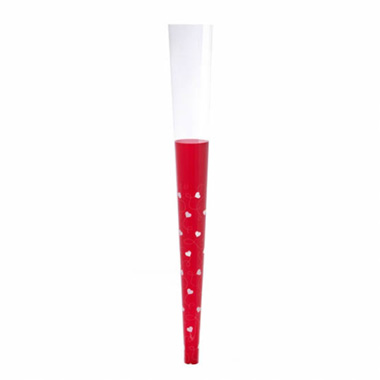 Acetate Rose Cylinders & Cones - Acetate PVC Rose Cone Heart Kite Red (6.5x2x46cmH) Pack 12