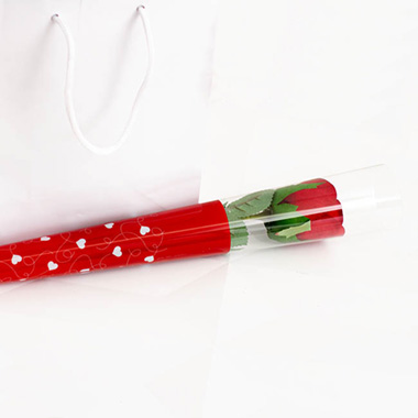 Acetate PVC Rose Cone Heart Kite Red (6.5x2x46cmH) Pack 12