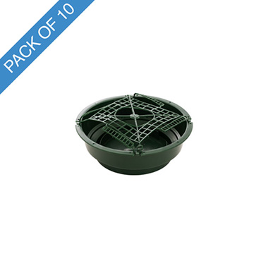 Small Flower Bowl & Guard - Bowl & Guard No.6 Deep Pack 10 (17Dx6cmH) Green