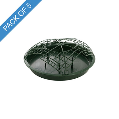 Small Flower Bowl & Guard - Designer Bowl & Guard Round Bas Pack5 (33Dx3.5cmH) Green