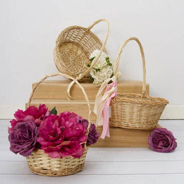 Willow Basket with Handle Round Natural (35cmDx13cmH)