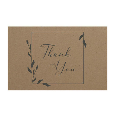 Florist Enclosure Cards - Cards Brown Kraft Thank You Leaf Border (10x6.5cmH) Pack 50