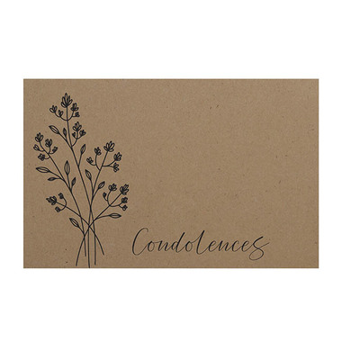 Florist Enclosure Cards - Cards Brown Kraft Condolences Flower Spray (10x6.5cmH) Pk50