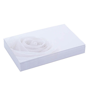 Cards Rose Open White (10x6.5cmH) Pack 50