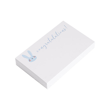 Cards White Congratulations Bunny Blue (10x6.5cmH) Pack 50
