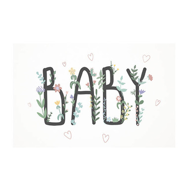 Florist Enclosure Cards - Cards White Baby with Greenery (10x6.5cmH) Pk 50