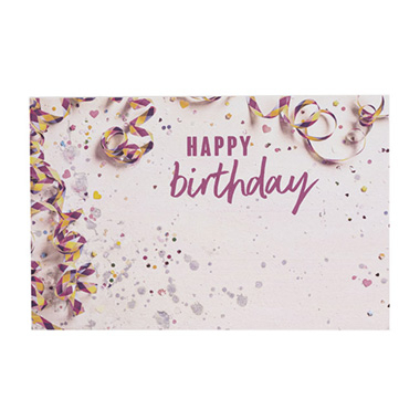Florist Enclosure Cards - Cards White Birthday Streamers Pink (10x6.5cmH) Pk 50
