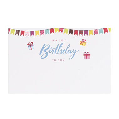 Florist Enclosure Cards - Cards White Happy Birthday to You Bunting (10x6.5cmH) Pk 50