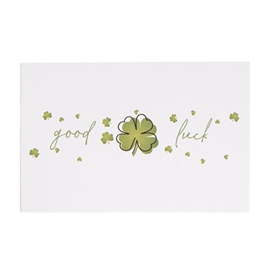 Florist Enclosure Cards - Cards White Good Luck Clover (10x6.5cmH) Pk 50