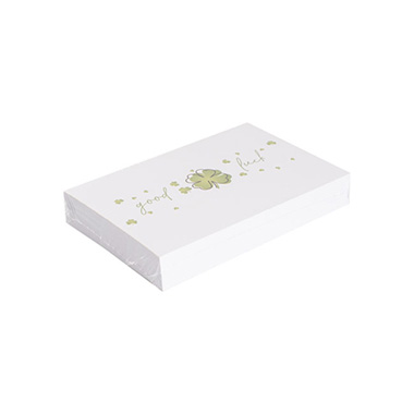 Cards White Good Luck Clover (10x6.5cmH) Pk 50