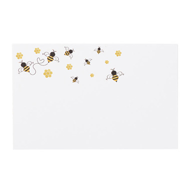 Florist Enclosure Cards - Cards White Buzzing Bees Top Border (10x6.5cmH) Pk 50