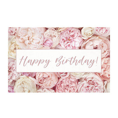 Florist Enclosure Cards - Cards White Happy Birthday Pink Flowers  (10x6.5cmH) Pack 50