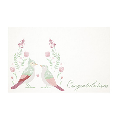 Florist Enclosure Cards - Cards White Congratulations with Birds (10x6.5cmH) Pack 50