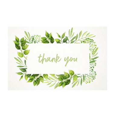 Florist Enclosure Cards - Cards White Thank You on Greenery (10x6.5cmH) Pack 50