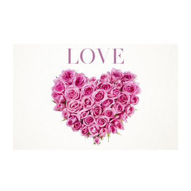 Florist Enclosure Cards - Cards White Love and Heart Roses Pink (10x6.5cmH) Pack 50