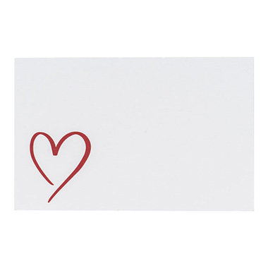 Florist Enclosure Cards - Cards White Open Heart Red (10x6.5cmH) Pk 50