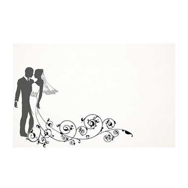 Florist Enclosure Cards - Cards White Elegant Bride & Groom (10x6.5cmH) Pack 50