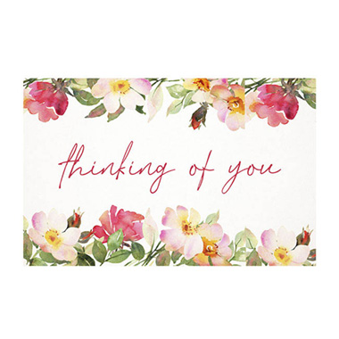 Florist Enclosure Cards - Cards White Thinking of You Bright Floral (10x6.5cmH) Pk 50