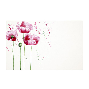 Florist Enclosure Cards - Cards White Poppies (10x6.5cmH) Pk 50